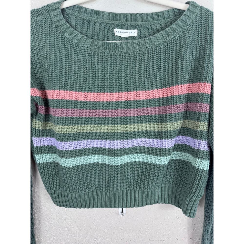 Aeropostale Multicolor Striped Green Sweater Womens Size Small - Picture 2 of 7